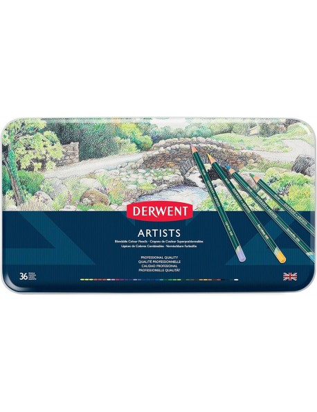 DERWENT 36 MATITE COLORATE MORBIDE SCATOLA METALLO